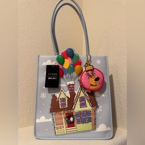 Disney Pixar Up Balloon House Holiday Tote Bag With Coin Purse NWT